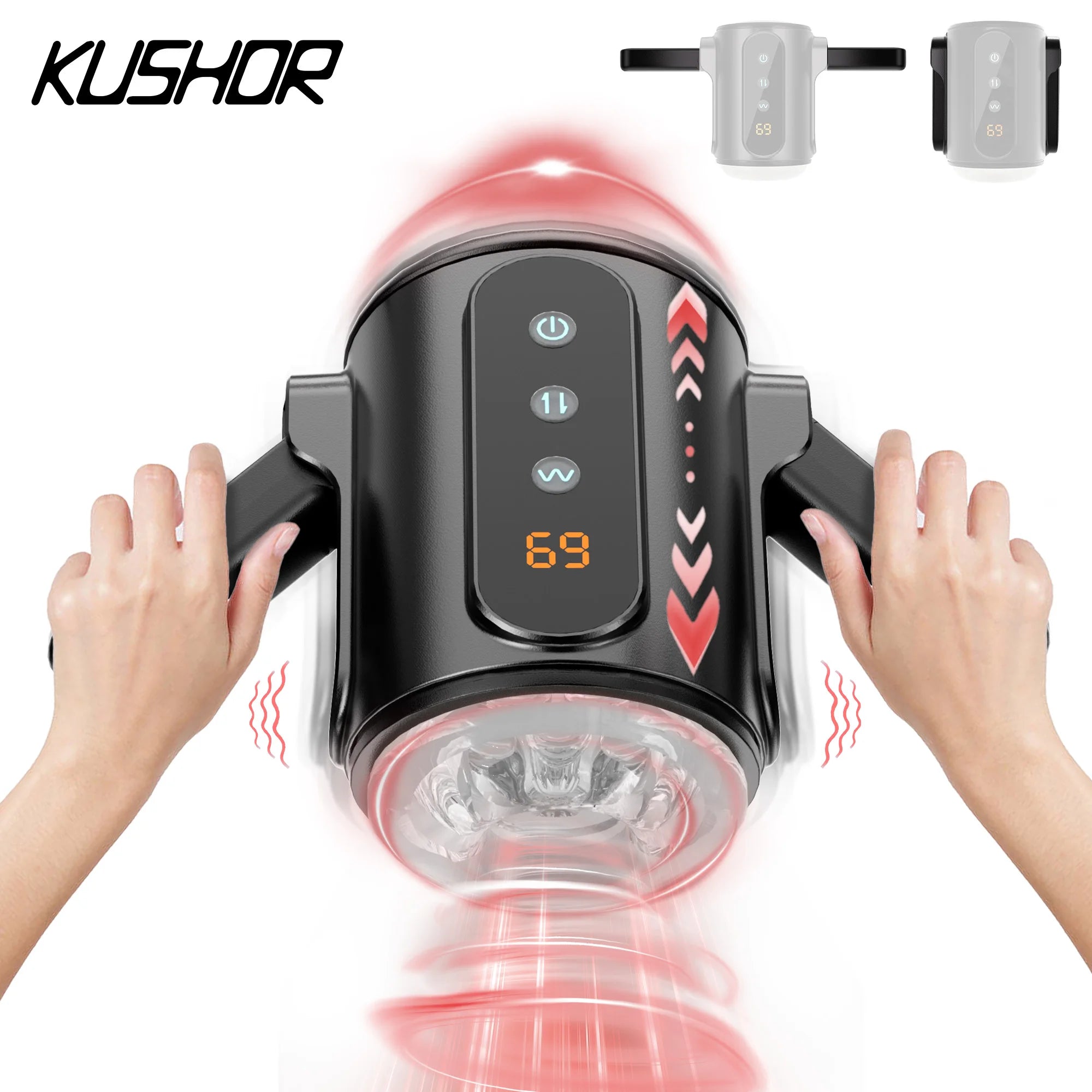 Foldable Handles Male Masturbator Cup Pocket Pusssy Thrusting Vibration Blowjob Sucking Machine Sex Toys for Men Adult 18+