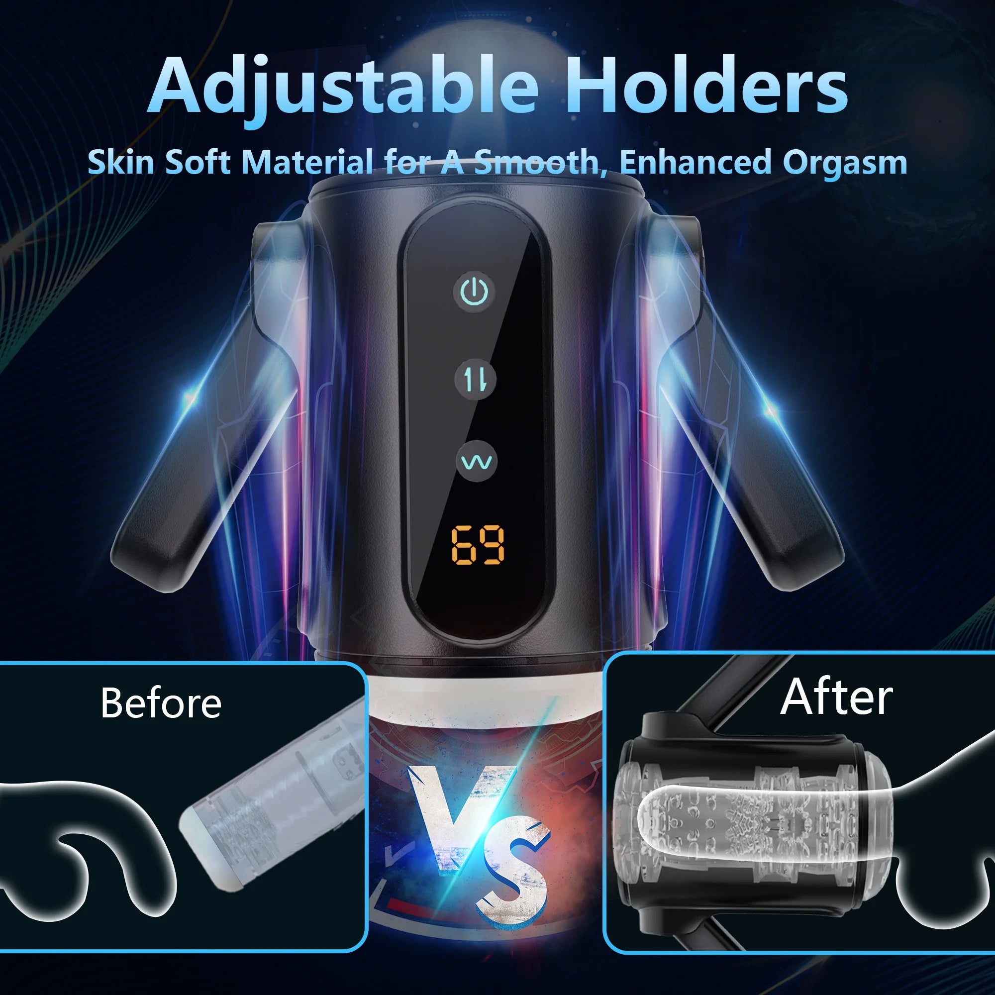 Foldable Handles Male Masturbator Cup Pocket Pusssy Thrusting Vibration Blowjob Sucking Machine Sex Toys for Men Adult 18+