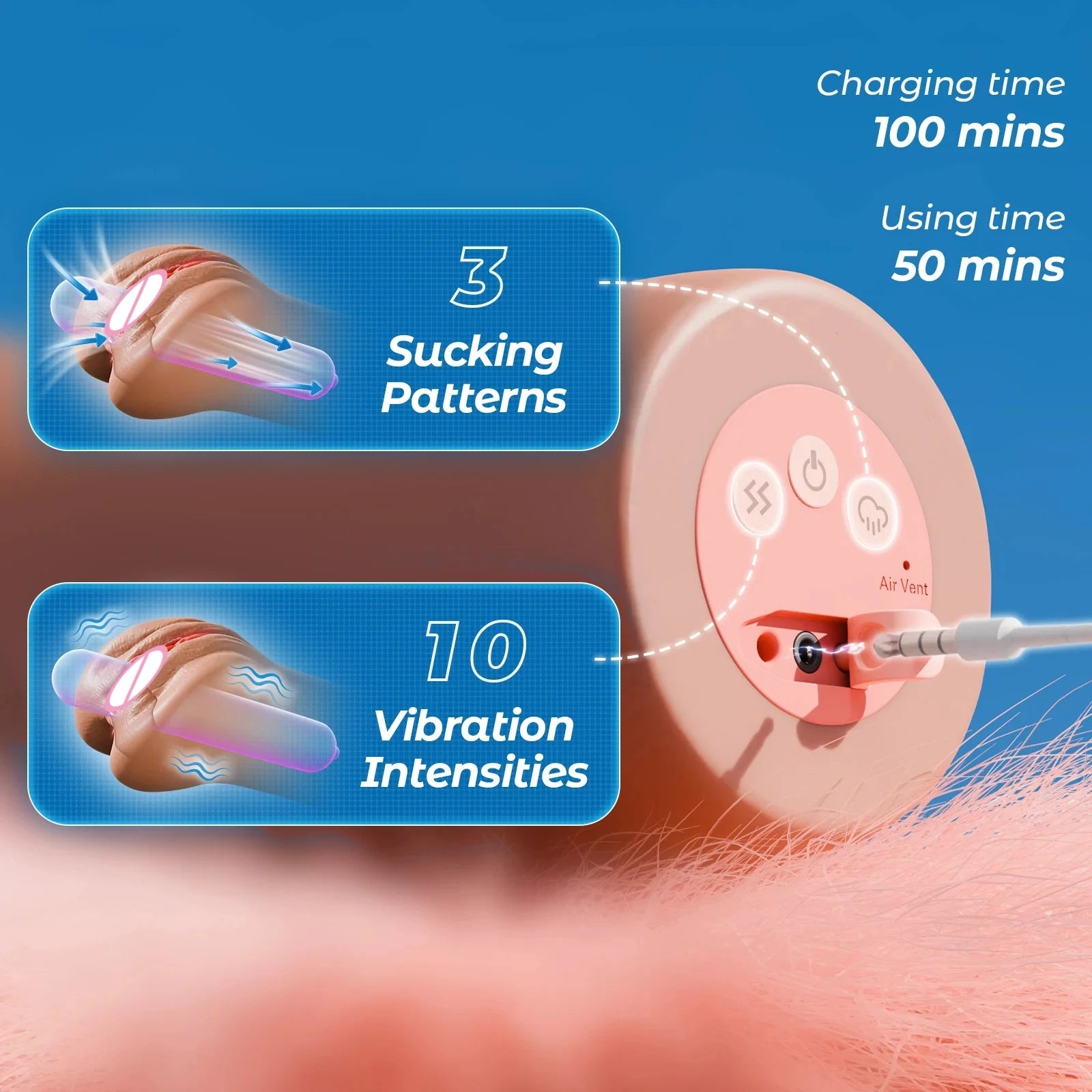 KUSHOR Male Masturbator Realistic Vagina Pocket Pussy Masturbation Cup with 3 Sucking & 10 Vibration Adult Sex Toys for Men