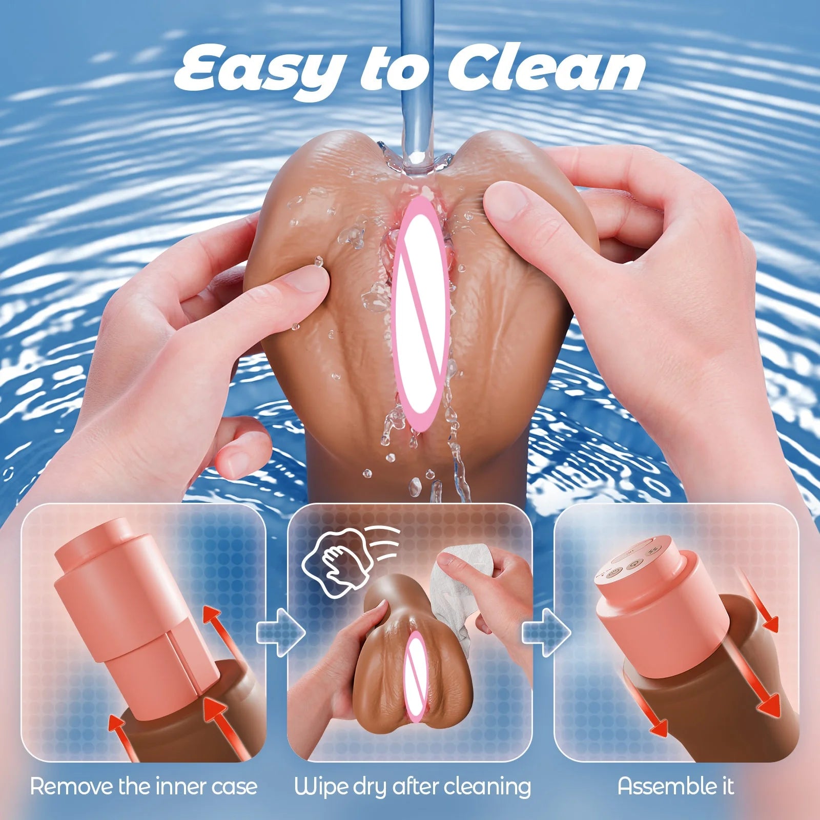 KUSHOR Male Masturbator Realistic Vagina Pocket Pussy Masturbation Cup with 3 Sucking & 10 Vibration Adult Sex Toys for Men