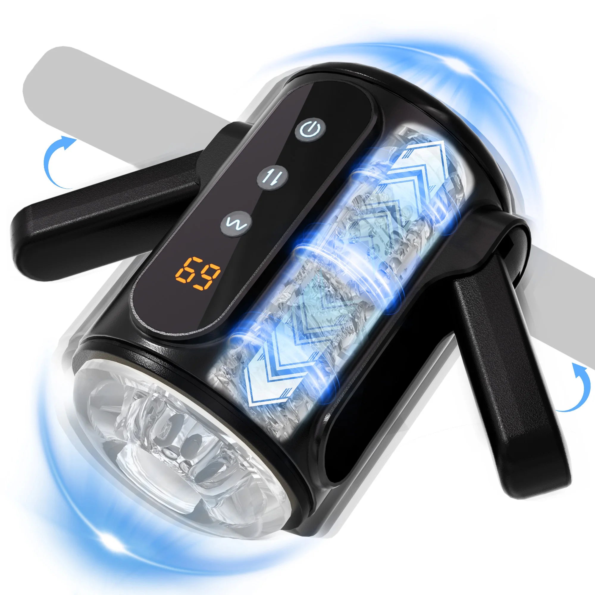 Foldable Handles Male Masturbator Cup Pocket Pusssy Thrusting Vibration Blowjob Sucking Machine Sex Toys for Men Adult 18+