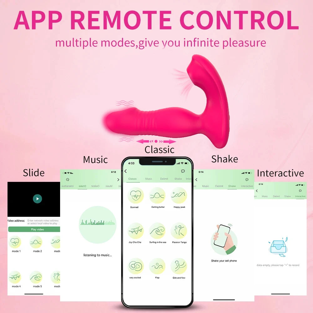 Telescopic Dildo Wearable Panties Vibrators Vagina Sucker G Spot Clitoris Stimulator Wireless Control Sex Toys Anal Massager