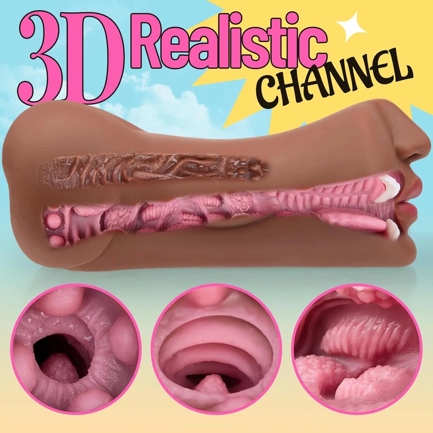 3 in 1 Male Masturbator Realistic Vagina Anal Mouth Real Deep Throat Pussy Sex Toys for Men Vaginal Oral Masturbation Cup 18+