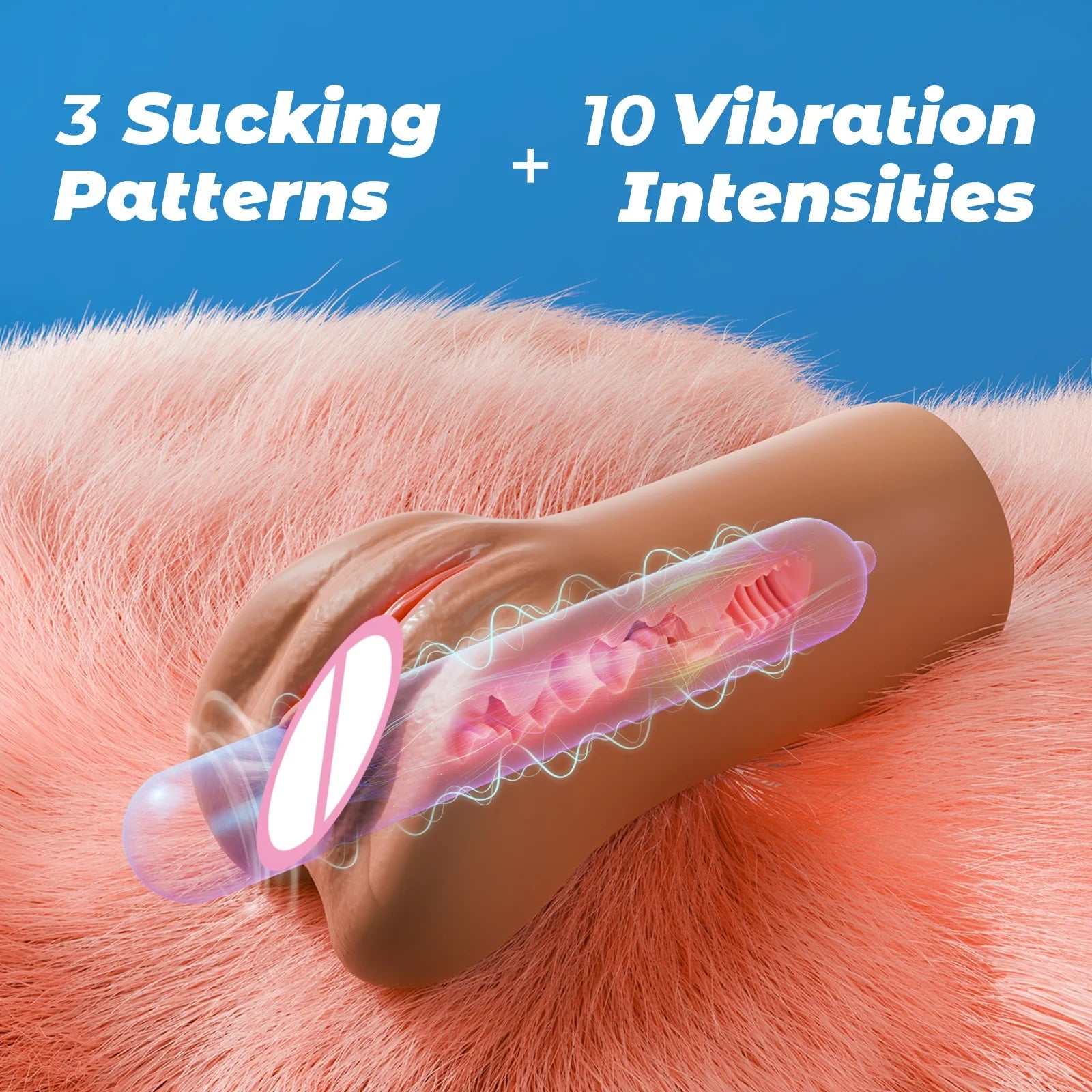 KUSHOR Male Masturbator Realistic Vagina Pocket Pussy Masturbation Cup with 3 Sucking & 10 Vibration Adult Sex Toys for Men