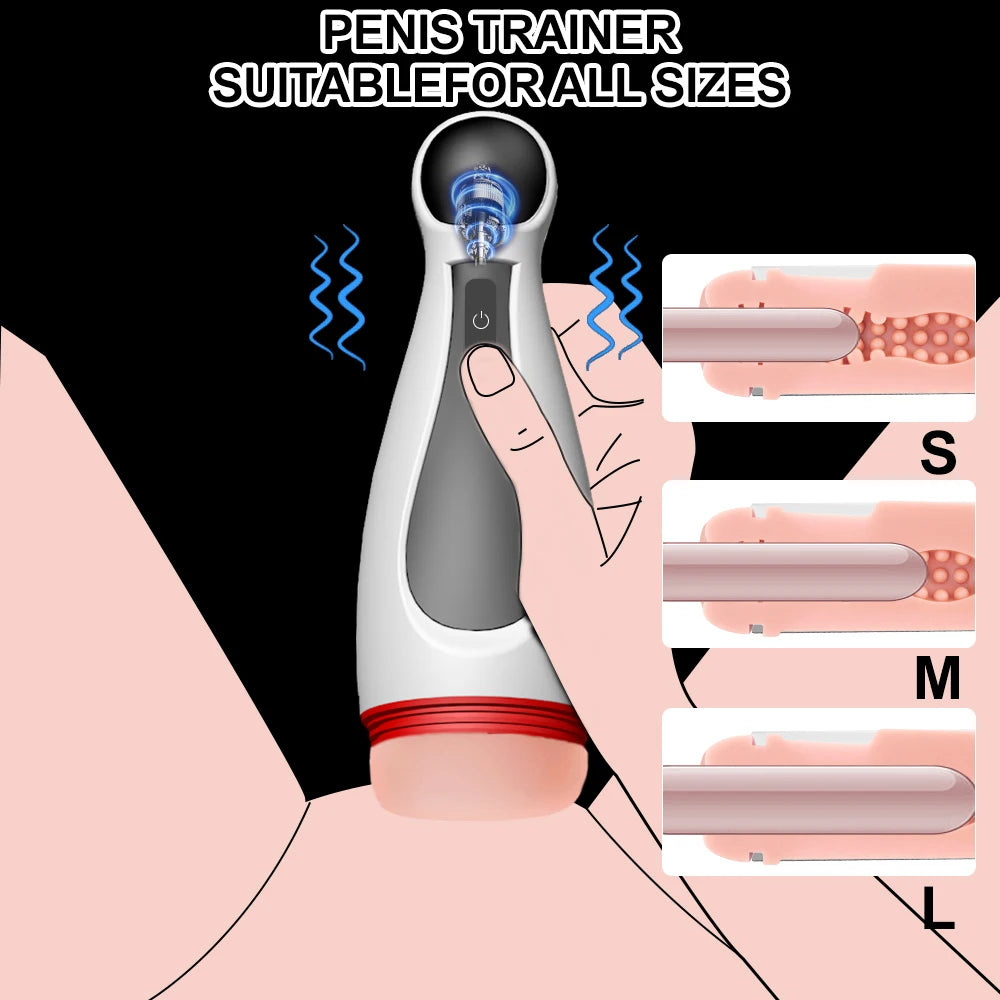 Male Masturbator Cup Blowjob Real Vagina Pocket Pussy Automatic Vibrating Bullet Penis Pump Trainer  Adults Sex Toys For Man